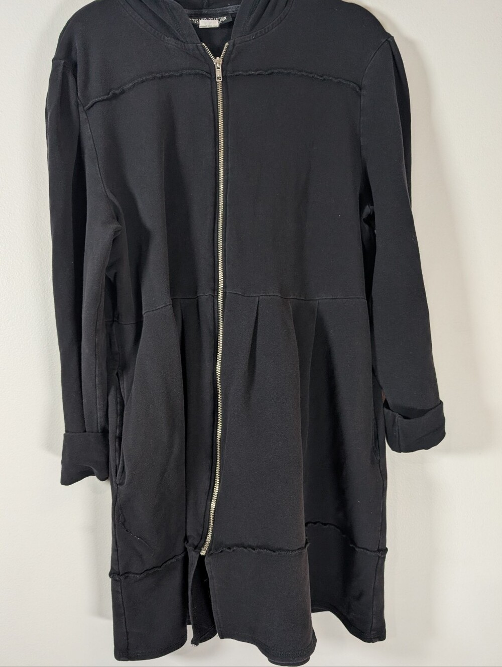 The Pyramid Collection Black Zip-Front Hooded Jacket Or Dress